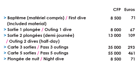 Plongee sous marine tarif